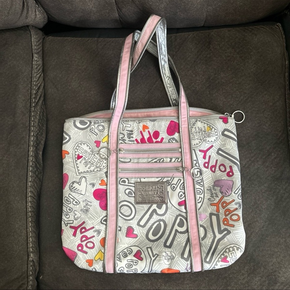 Coach Poppy Graffiti Pink & Silver